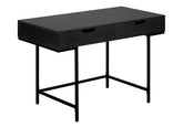Computer Desk, Home Office, Laptop, Storage Drawers, 48"l, Work, Black Laminate, Black Metal, Contemporary, Modern