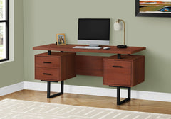 Computer Desk, Home Office, Laptop, Left, Right Set-up, Storage Drawers, 60"l, Work, Brown Laminate, Black Metal, Contemporary, Modern