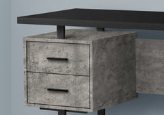 Computer Desk, Home Office, Laptop, Left, Right Set-up, Storage Drawers, 60"l, Work, Black And Grey Concrete Laminate, Black Metal, Contemporary, Modern