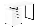 Computer Desk, Home Office, Laptop, Left, Right Set-up, Storage Drawers, 48"l, Work, White Laminate, Black Metal, Contemporary, Modern