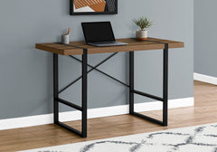 Computer Desk, Home Office, Laptop, 48"l, Work, Walnut Laminate, Black Metal, Contemporary, Modern