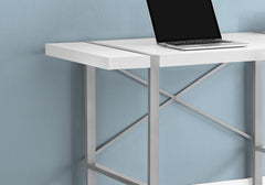 Computer Desk, Home Office, Laptop, 48"l, Work, White Laminate, Grey Metal, Contemporary, Modern