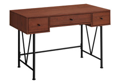 Computer Desk, Home Office, Laptop, Storage Drawers, 48"l, Work, Brown Laminate, Black Metal, Transitional