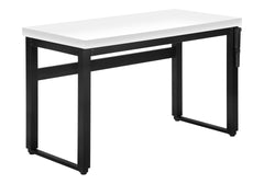 Computer Desk, Home Office, Standing, Adjustable, 48"l, Work, Laptop, White Laminate, Black Metal, Contemporary, Modern