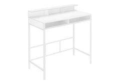 Computer Desk, Home Office, Standing, Storage Shelves, 48"l, Work, Laptop, White Laminate, White Metal, Contemporary, Modern