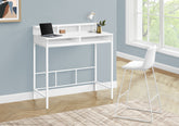 Computer Desk, Home Office, Standing, Storage Shelves, 48"l, Work, Laptop, White Laminate, White Metal, Contemporary, Modern