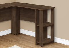 Computer Desk, Home Office, Corner, Storage Shelves, 48"l, L Shape, Work, Laptop, Brown Laminate, Contemporary, Modern