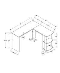 Computer Desk, Home Office, Corner, Storage Shelves, 48"l, L Shape, Work, Laptop, Brown Laminate, Contemporary, Modern