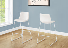 Office Chair, Bar Height, Standing, Computer Desk, Work, White Leather Look, White Metal, Contemporary, Modern