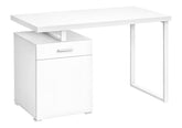 Computer Desk, Home Office, Laptop, Left, Right Set-up, Storage Drawers, 48"l, Work, White Laminate, White Metal, Contemporary, Modern