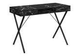 Computer Desk, Home Office, Laptop, Left, Right Set-up, Storage Drawers, 42"l, Work, Black Marble Look Laminate, Black Metal, Contemporary, Modern