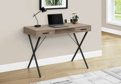 Computer Desk, Home Office, Laptop, Left, Right Set-up, Storage Drawers, 42"l, Work, Brown Laminate, Black Metal, Contemporary, Modern