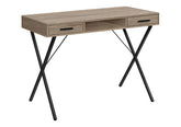 Computer Desk, Home Office, Laptop, Left, Right Set-up, Storage Drawers, 42"l, Work, Brown Laminate, Black Metal, Contemporary, Modern