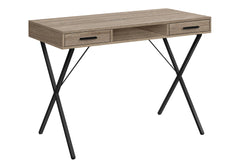 Computer Desk, Home Office, Laptop, Left, Right Set-up, Storage Drawers, 42"l, Work, Brown Laminate, Black Metal, Contemporary, Modern