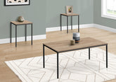 Table Set, 3pcs Set, Coffee, End, Black Metal, Dark Taupe Laminate, Contemporary, Modern