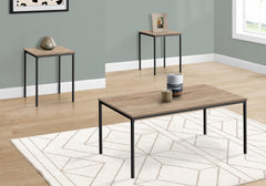 Table Set, 3pcs Set, Coffee, End, Black Metal, Dark Taupe Laminate, Contemporary, Modern
