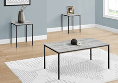 Table Set, 3pcs Set, Coffee, End, Black Metal, Grey Laminate, Contemporary, Modern