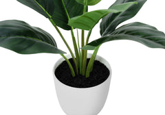 Artificial Plant, 17" Tall, Aureum, Indoor, Faux, Fake, Table, Greenery, Potted, Real Touch, Decorative, Green Leaves, White Pot