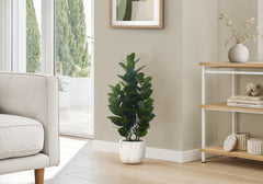 Artificial Plant, 31" Tall, Garcinia Tree, Indoor, Faux, Fake, Floor, Greenery, Potted, Real Touch, Decorative, Green Leaves, White Cement Pot