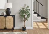 Artificial Plant, 46" Tall, Eucalyptus Tree, Indoor, Faux, Fake, Floor, Greenery, Potted, Decorative, Green Leaves, Black Pot
