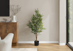 Artificial Plant, 47" Tall, Acacia Tree, Indoor, Faux, Fake, Floor, Greenery, Potted, Silk, Decorative, Green Leaves, Black Pot