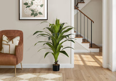 Artificial Plant, 47" Tall, Dracaena Tree, Indoor, Faux, Fake, Floor, Greenery, Potted, Real Touch, Decorative, Green Leaves, Black Pot