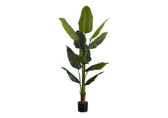 Artificial Plant, 59" Tall, Strelitzia Tree, Indoor, Faux, Fake, Floor, Greenery, Potted, Real Touch, Decorative, Green Leaves, Black Pot