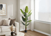 Artificial Plant, 59" Tall, Strelitzia Tree, Indoor, Faux, Fake, Floor, Greenery, Potted, Real Touch, Decorative, Green Leaves, Black Pot