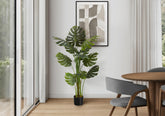 Artificial Plant, 55" Tall, Monstera Tree, Indoor, Faux, Fake, Floor, Greenery, Potted, Real Touch, Decorative, Green Leaves, Black Pot
