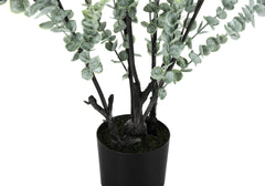 Artificial Plant, 44" Tall, Eucalyptus Tree, Indoor, Faux, Fake, Floor, Greenery, Potted, Real Touch, Decorative, Green Leaves, Black Pot