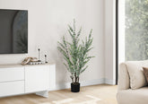 Artificial Plant, 44" Tall, Eucalyptus Tree, Indoor, Faux, Fake, Floor, Greenery, Potted, Real Touch, Decorative, Green Leaves, Black Pot