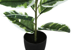 Artificial Plant, 27" Tall, Rubber, Indoor, Faux, Fake, Table, Greenery, Potted, Real Touch, Decorative, Green Leaves, Black Pot