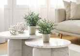 Artificial Plant, 13" Tall, Eucalyptus Grass, Indoor, Faux, Fake, Table, Greenery, Potted, Set Of 2, Decorative, Green Leaves, White Pots