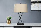 Lighting, 25"h, Table Lamp, Usb Port Included, Black Metal, Beige Shade, Transitional