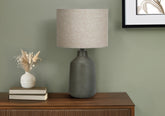 Lighting, 24"h, Table Lamp, Grey Concrete, Beige Shade, Contemporary