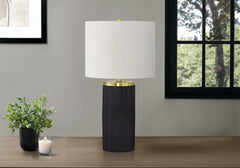 Lighting, 24"h, Table Lamp, Black Concrete, Ivory / Cream Shade, Modern