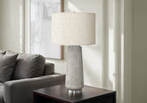 Lighting, 29"h, Table Lamp, Grey Resin, Ivory / Cream Shade, Modern