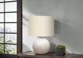 Lighting, 20"h, Table Lamp, Grey Concrete, Ivory / Cream Shade, Contemporary