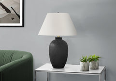 Lighting, 24"h, Table Lamp, Black Ceramic, Ivory / Cream Shade, Modern