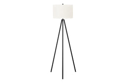 Lighting, 63"h, Floor Lamp, Black Metal, Ivory / Cream Shade, Contemporary