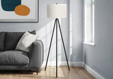 Lighting, 63"h, Floor Lamp, Black Metal, Ivory / Cream Shade, Contemporary