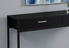 Accent Table, Console, Entryway, Narrow, Sofa, Storage Drawer, Living Room, Bedroom, Black Laminate, Black Metal, Contemporary, Modern