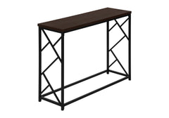 Accent Table, Console, Entryway, Narrow, Sofa, Living Room, Bedroom, Brown Laminate, Black Metal, Contemporary, Modern