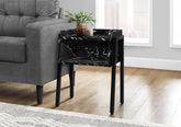 Accent Table, Side, End, Nightstand, Lamp, Living Room, Bedroom, Black Marble Look Laminate, Black Metal, Contemporary, Modern
