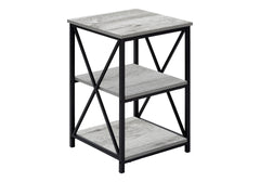 Accent Table, Side, End, Nightstand, Lamp, Living Room, Bedroom, Grey Laminate, Black Metal, Contemporary, Modern