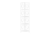 Bookshelf, Bookcase, Etagere, Corner, 4 Tier, 62"h, Office, Bedroom, White Laminate, White Metal, Contemporary, Modern