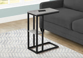 Accent Table, C-shaped, End, Side, Snack, Living Room, Bedroom, Grey Laminate, Black Metal, Contemporary, Modern