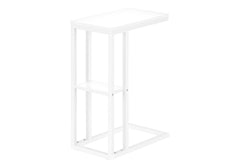 Accent Table, C-shaped, End, Side, Snack, Living Room, Bedroom, White Laminate, White Metal, Contemporary, Modern