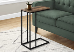 Accent Table, C-shaped, End, Side, Snack, Living Room, Bedroom, Brown Laminate, Black Metal, Contemporary, Modern