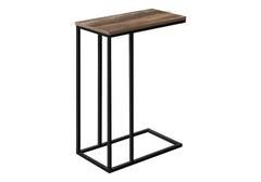 Accent Table, C-shaped, End, Side, Snack, Living Room, Bedroom, Brown Laminate, Black Metal, Contemporary, Modern